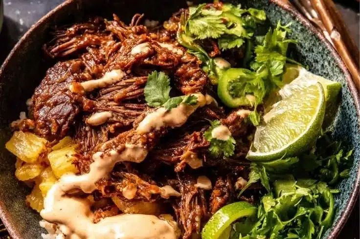 Crockpot Chipotle Pineapple Pot Roast Bowls