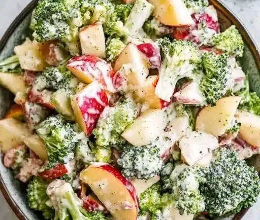 Delicious broccoli apple salad with fresh ingredients and vibrant colors