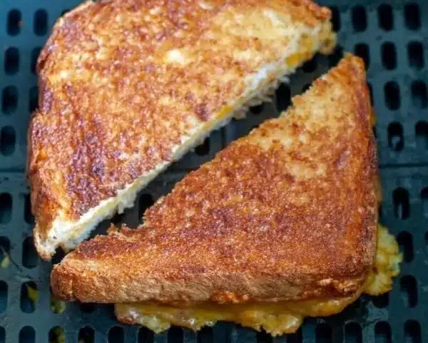 Delicious air fryer grilled cheese sandwich with melty cheese