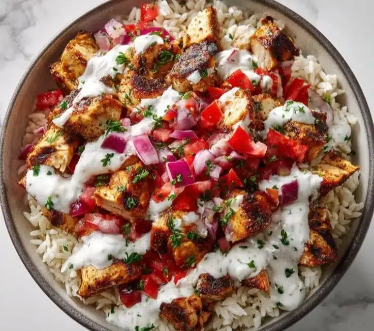 Easy Mediterranean Chicken Gyro Bowls