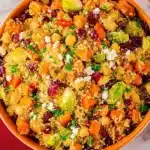 Delicious fall quinoa salad with seasonal vegetables and dressing