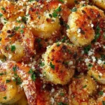 Delicious Garlic Parmesan Shrimp served on a plate with a sprinkle of parsley