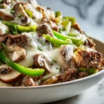 Healthy Philly Cheese Steak Bowl filled with fresh ingredients and flavorful toppings.