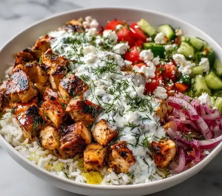 High Protein Mediterranean Lemon-Dill Chicken Bowls