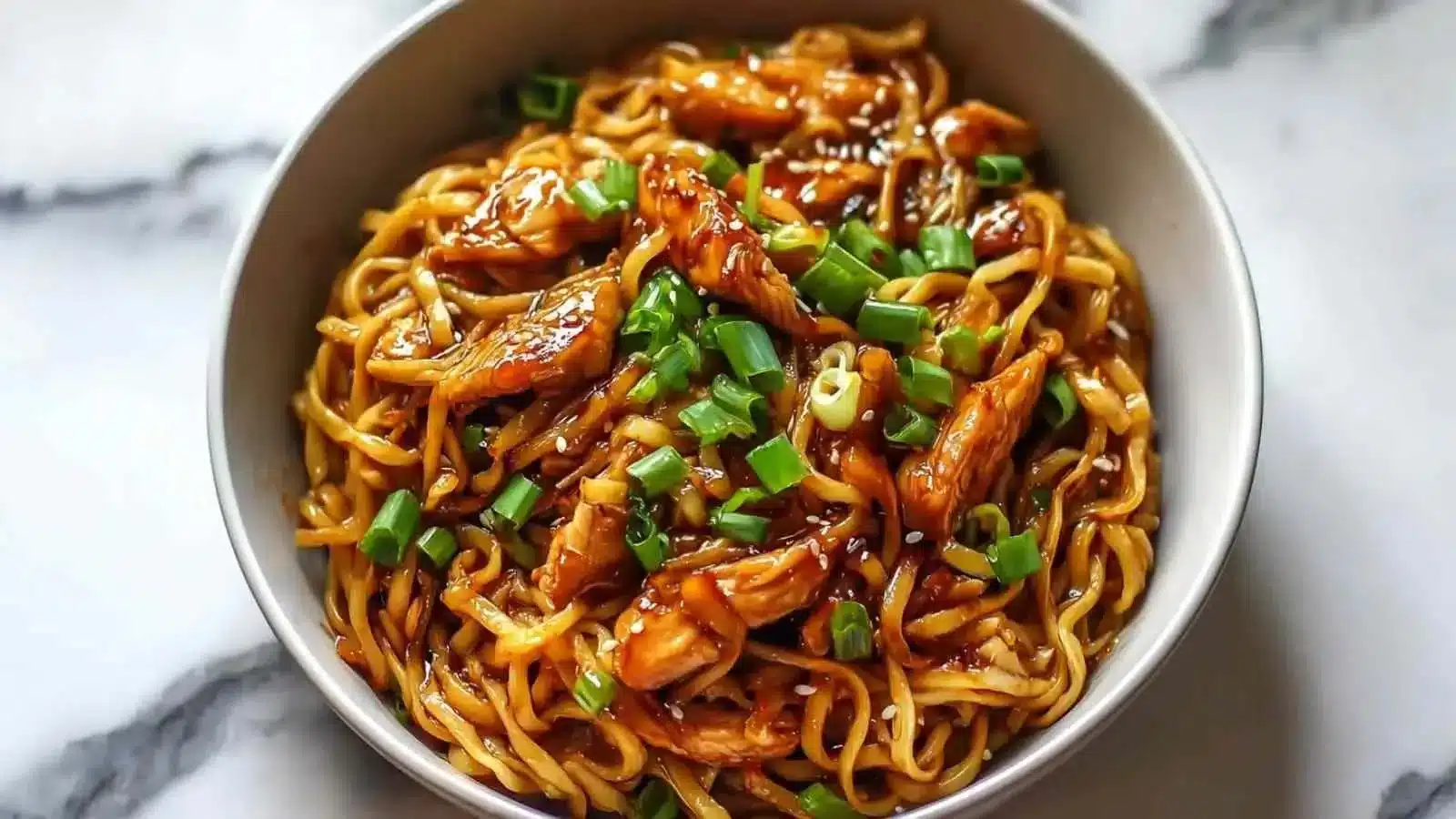 High Protein Sticky Garlic Chicken Noodles