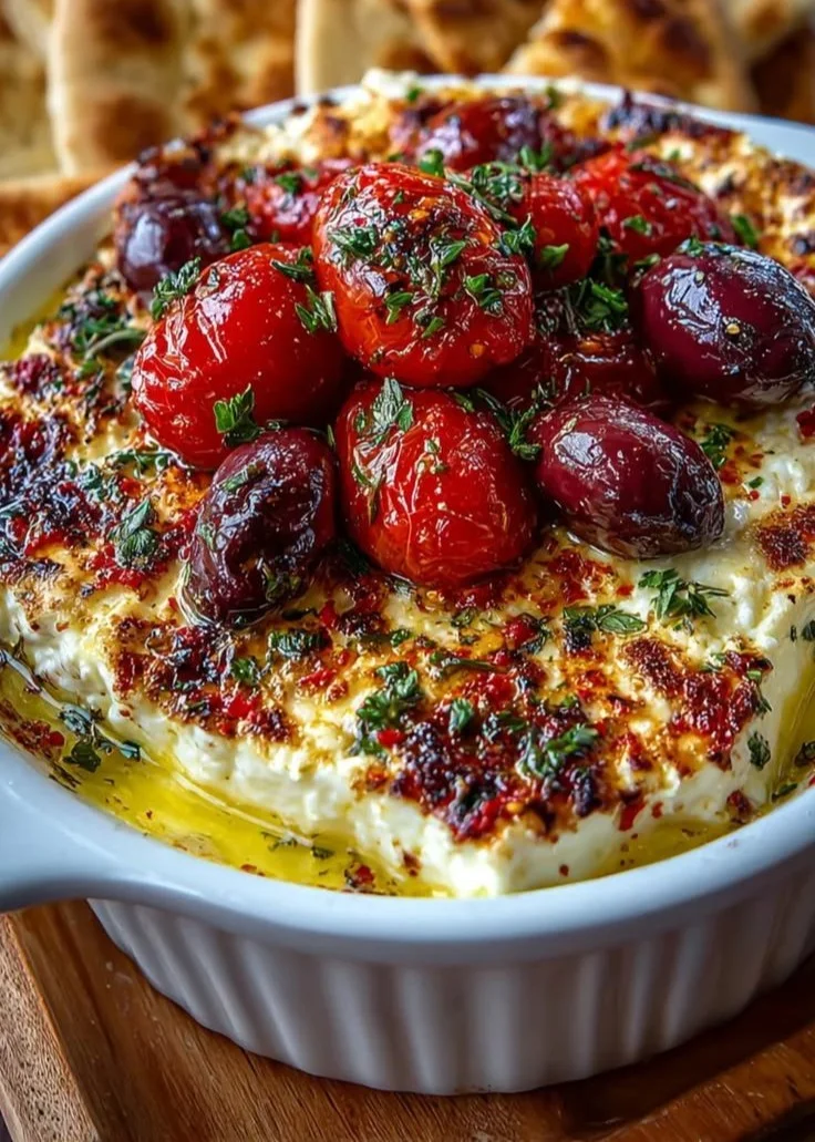 Mediterranean Baked Feta Appetizer with Pita