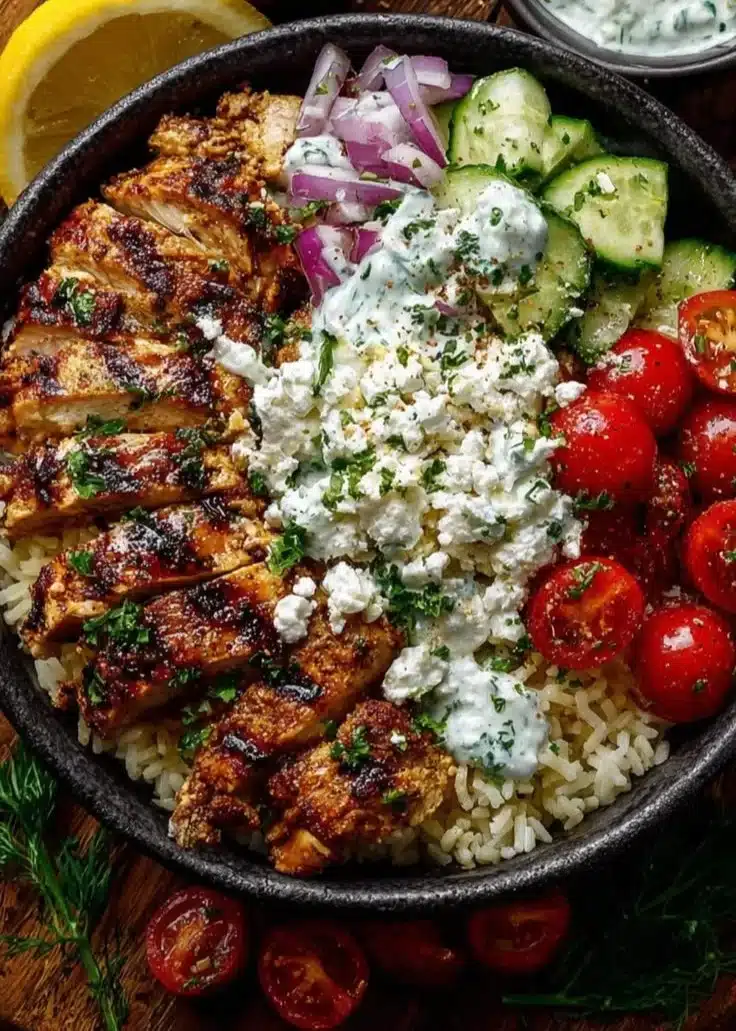 Mediterranean Grilled Chicken Gyro Bowls