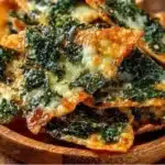 Mediterranean spinach and feta crisps on a serving plate