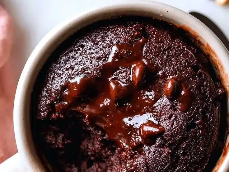 Delicious Microwave Greek Yogurt Mug Cake served in a mug with a spoon