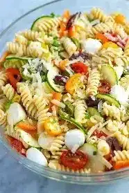Easy summer Pasta Salad recipe with fresh ingredients ready to serve