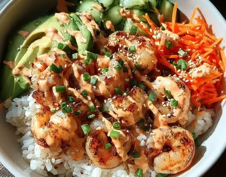 Shrimp Rice Bowls with Spicy Mayo