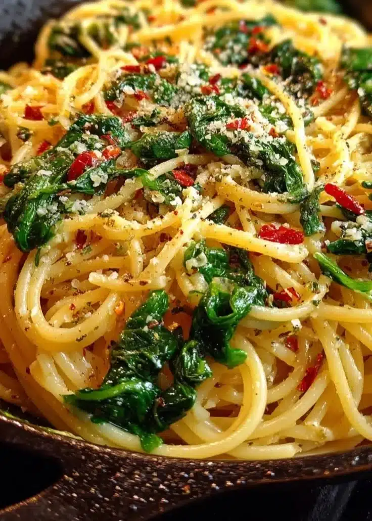 Spaghetti with Garlic & Spinach