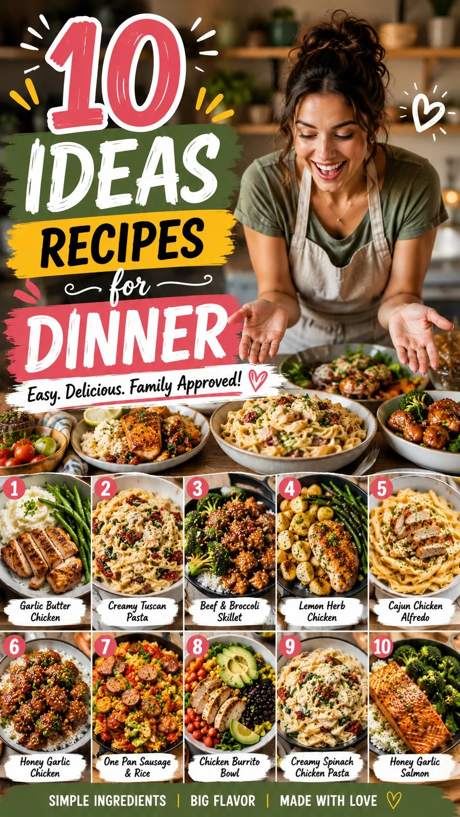 A beautiful plate of diverse dinner recipes everyone will love.