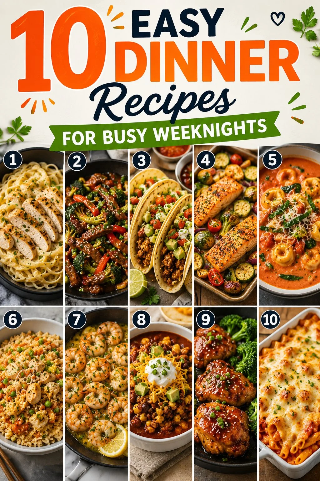 Easy dinner recipes for busy weeknights, featuring quick meal ideas.