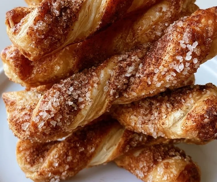Delicious air fryer cinnamon sugar twists dusted with sugar and cinnamon.