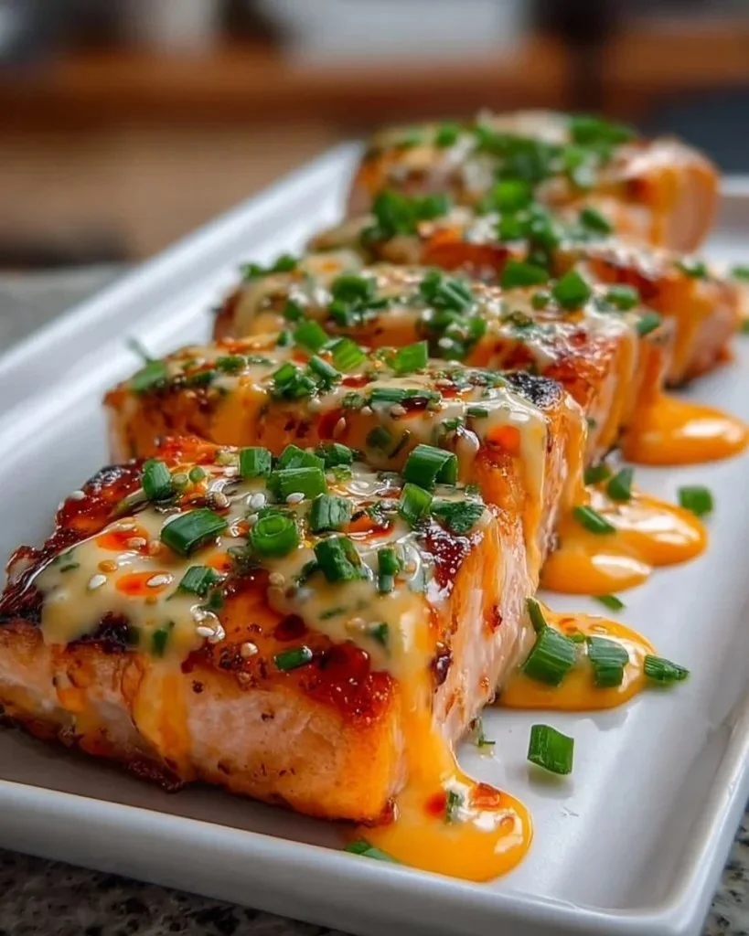 Delicious Bang Bang Salmon dish served with vibrant vegetables.