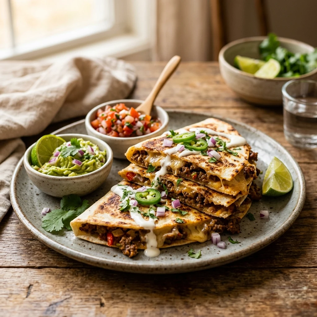 Cheesy Beef Quesadilla