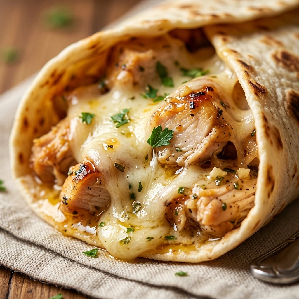 cheesy garlic chicken wraps