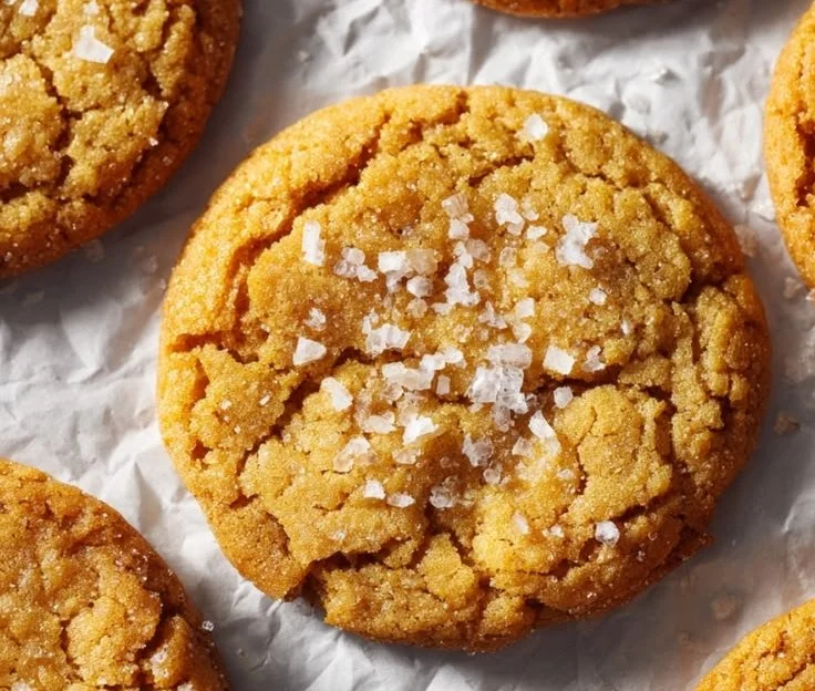 Chewy salted honey cookies freshly baked on a cooling rack