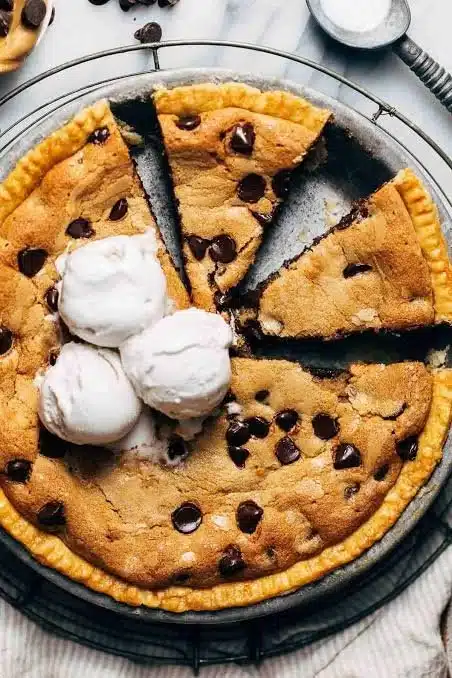 Delicious Chocolate Chip Cookie Peanut Butter Pie served on a plate