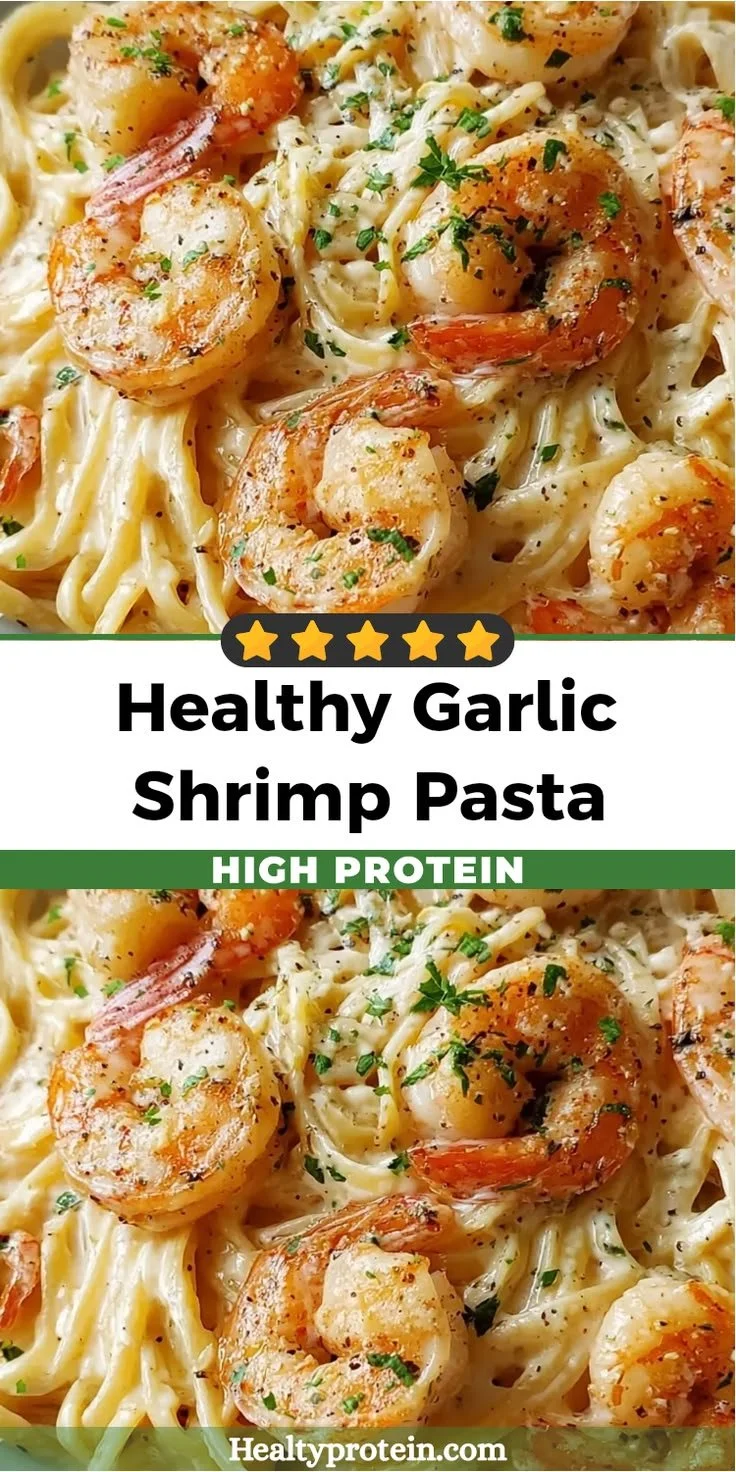 Creamy garlic shrimp pasta with herbs and spices