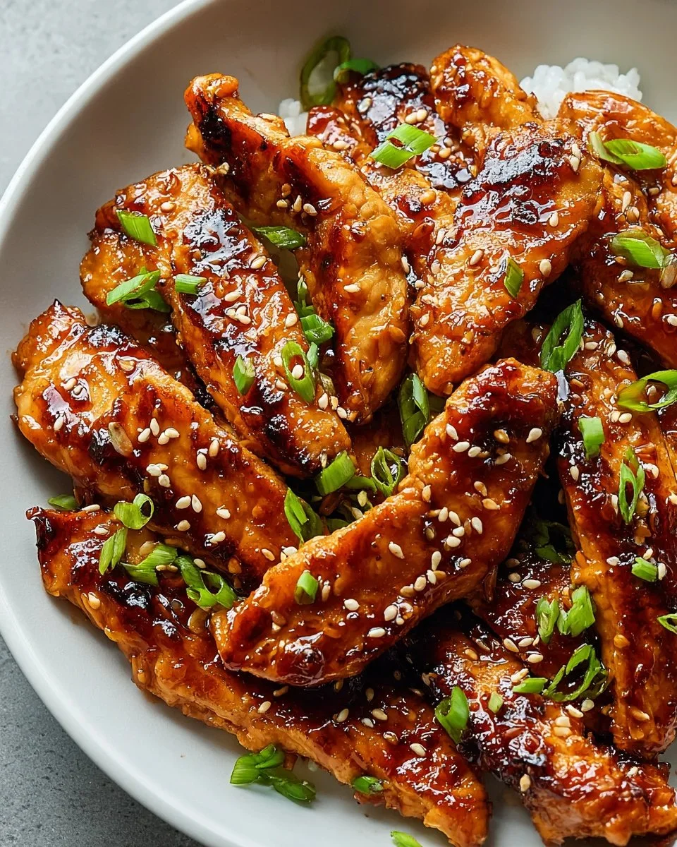 Chicken bulgogi served with rice and vegetables, showcasing Korean cuisine.