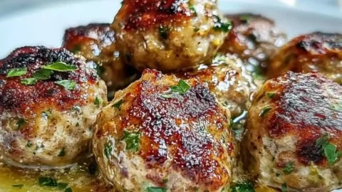 Delicious Greek meatballs in lemon sauce served on a plate
