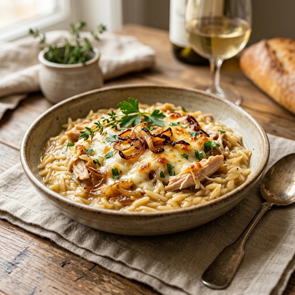 french onion chicken orzo