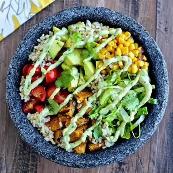 High Protein Burrito Bowl with fresh ingredients and vibrant colors