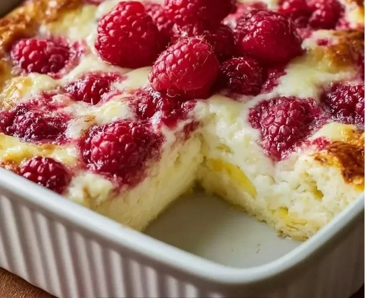 High protein cottage cheese bake topped with herbs and vegetables