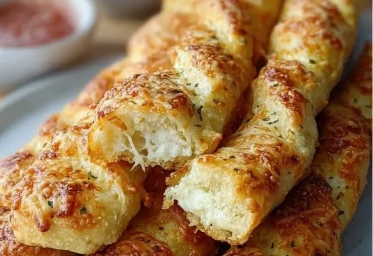 High protein cottage cheese breadsticks on a plate ready to eat