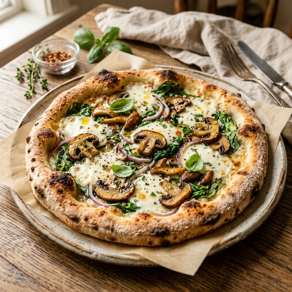 Mushroom Spinach Pizza
