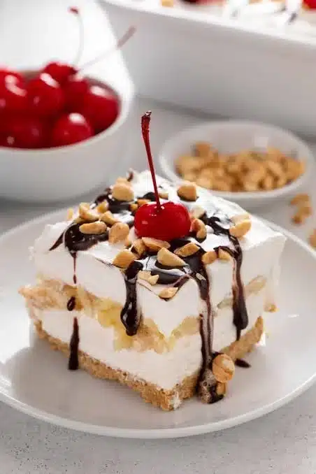 No Bake Banana Split Cake