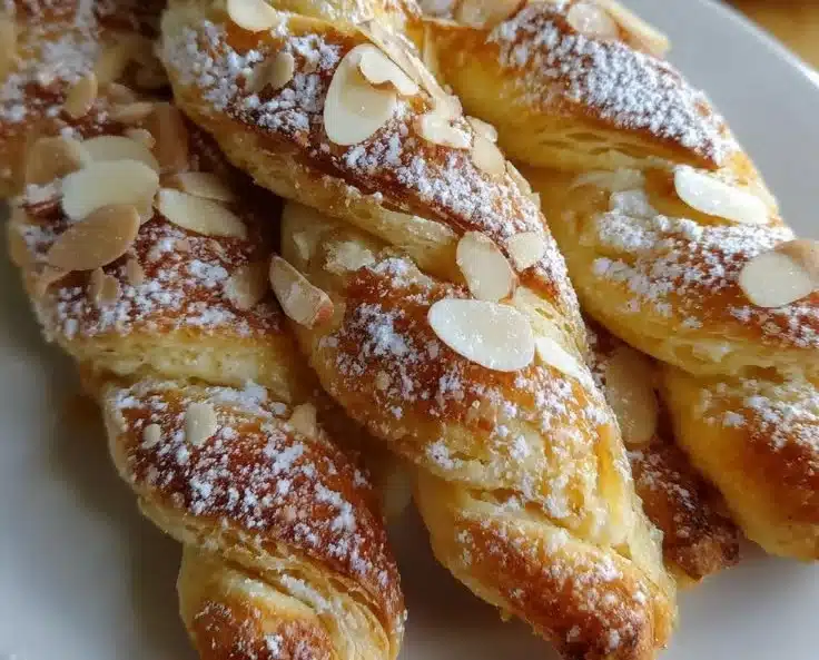 Delicious soft ricotta almond biscuit twists on a decorative plate.