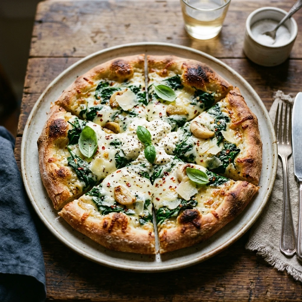 Spinach Alfredo Pizza