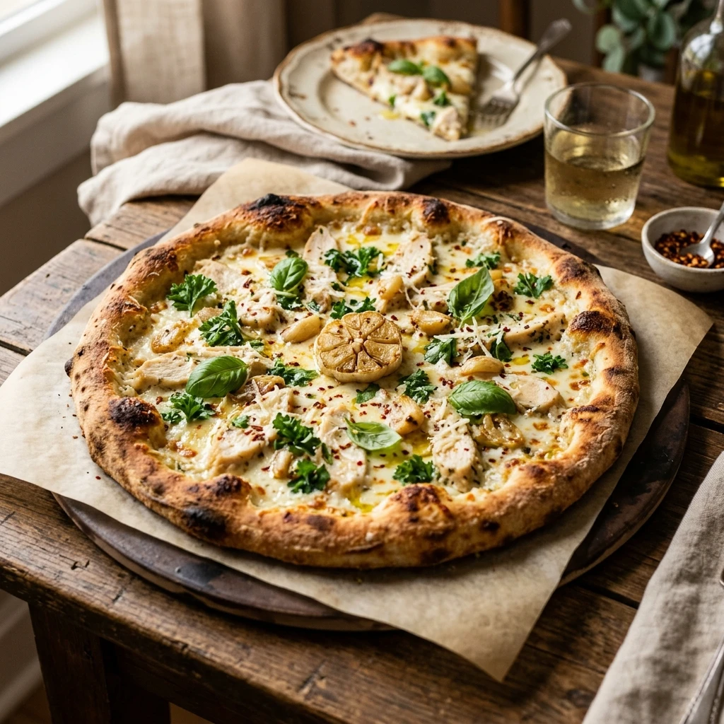 White Garlic Chicken Pizza