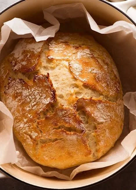 Artisan No Knead Bread loaf fresh out of the oven