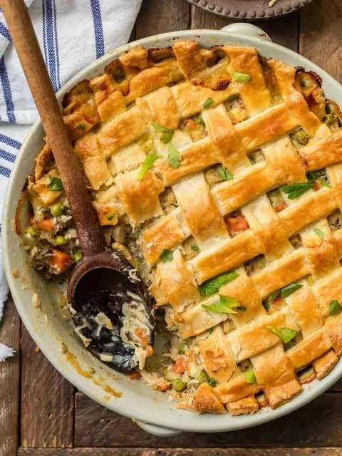 Chicken Pot Pie Casserole with flaky crust and savory filling