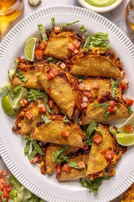 Delicious crispy chicken tacos served with fresh toppings