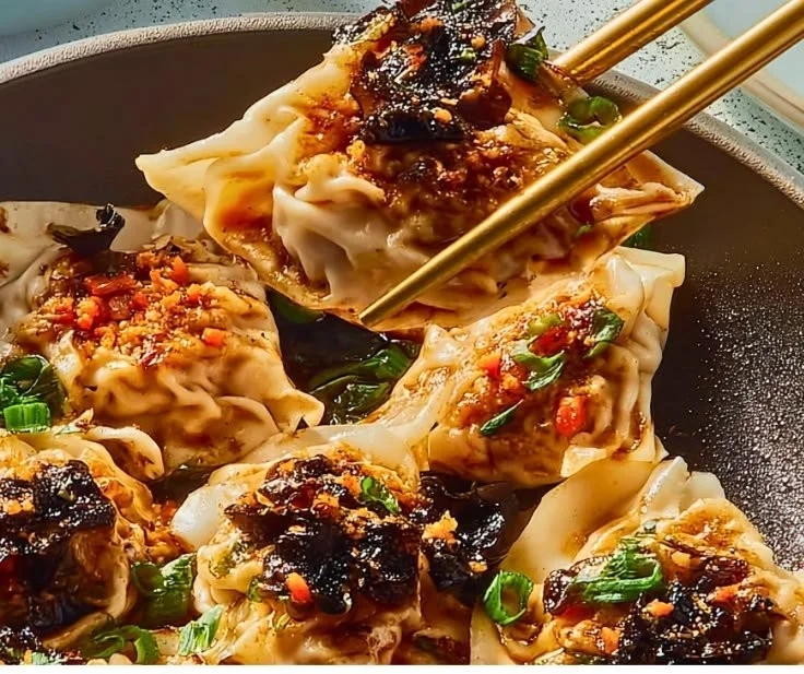 Easy pan dumplings recipe with delicious filling and crispy layers