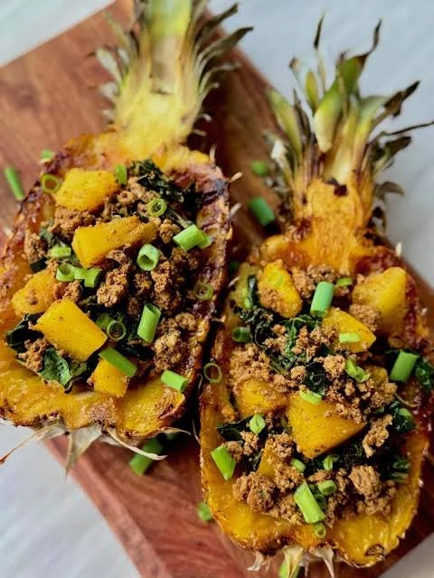 Delicious Pineapple Turkey Tacos served with fresh toppings