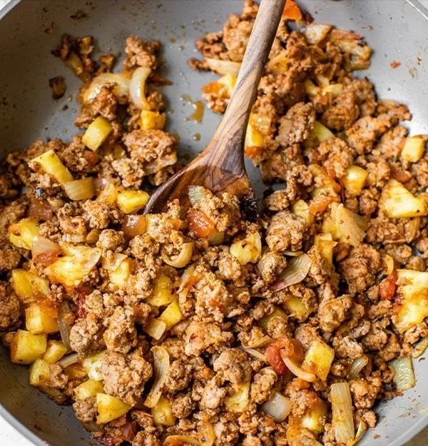 Delicious Pineapple Turkey Tacos served with fresh toppings