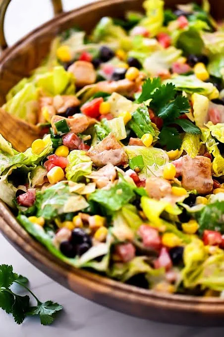 Delicious Tex-Mex Chicken Salad with colorful vegetables and dressing