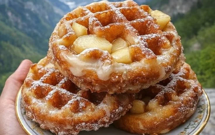 Delicious waffle donuts topped with chocolate and sprinkles