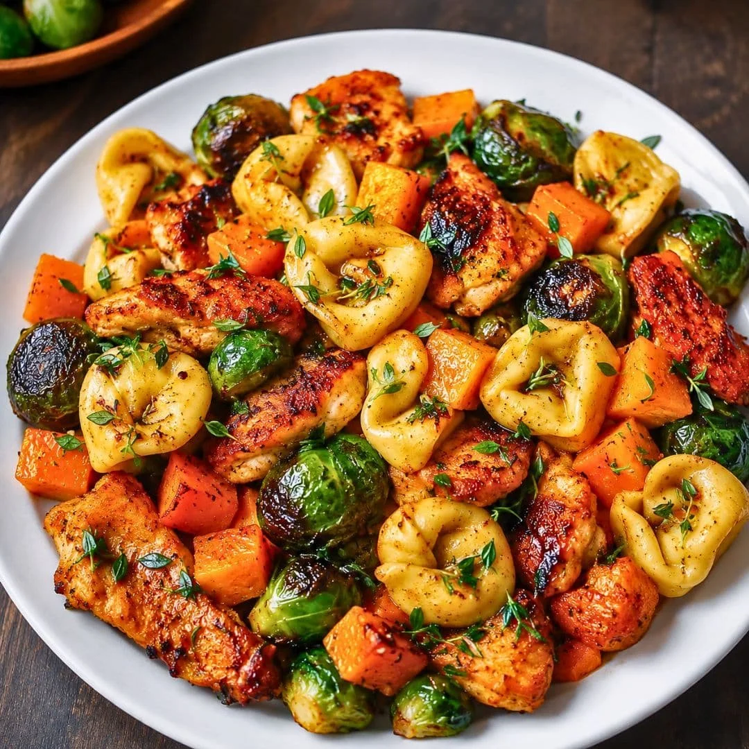Autumn chicken dinner featuring juicy chicken and colorful roasted vegetables