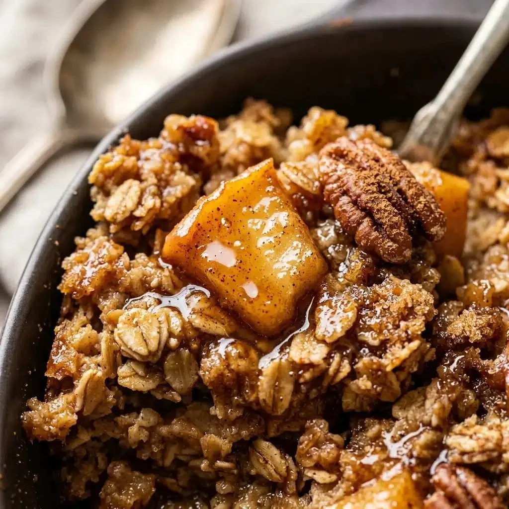 Baked Cinnamon Apple Oatmeal, a healthy breakfast dish with cinnamon and apples.