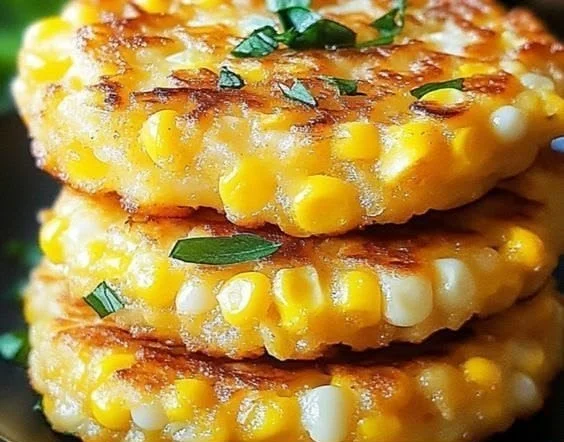 Delicious homemade corn fritters served on a plate