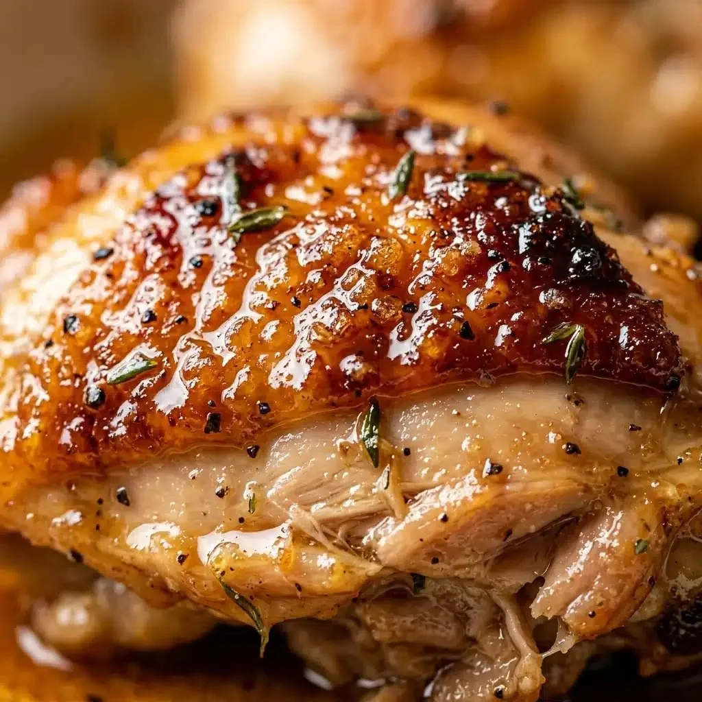 Deliciously cooked Maple Glazed Chicken garnished with herbs and served on a plate