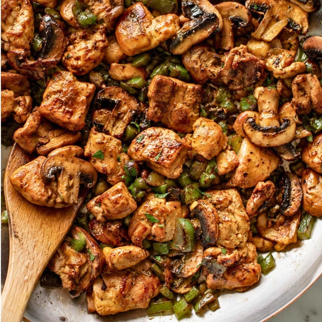 Delicious Mushroom Chicken Bites served on a plate