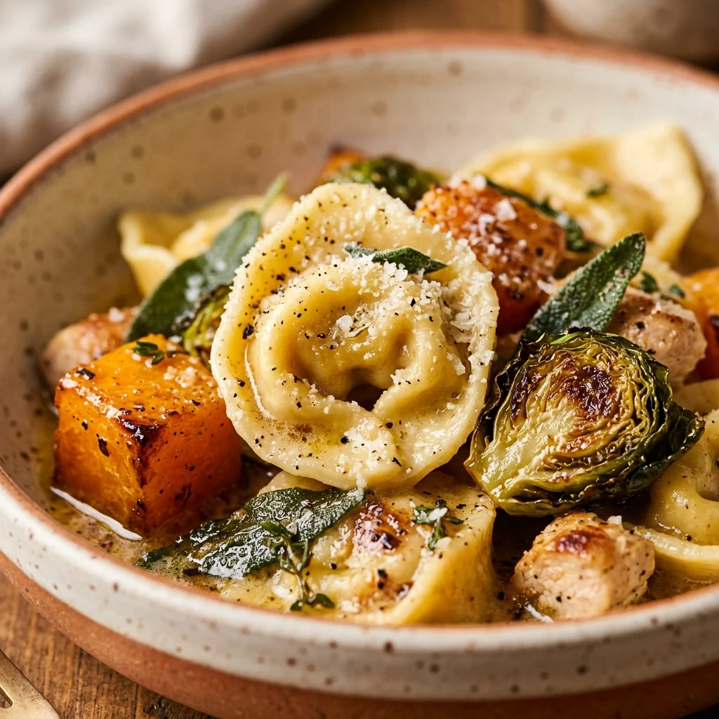 Autumn Chicken Tortellini with Butternut Squash and Brussels Sprouts